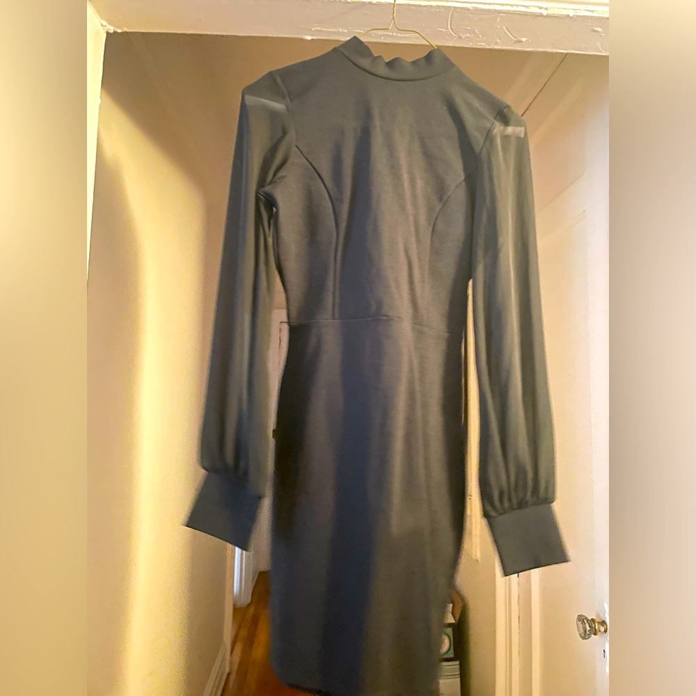 LULUS Black sheer sleeves dress